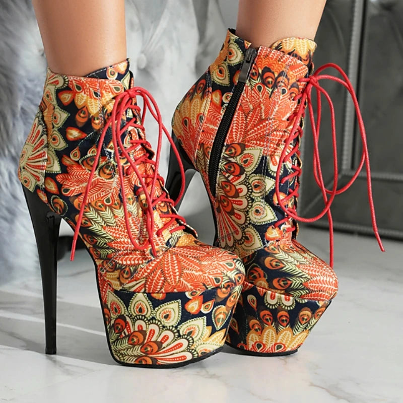 Flower Super High Heel Boots