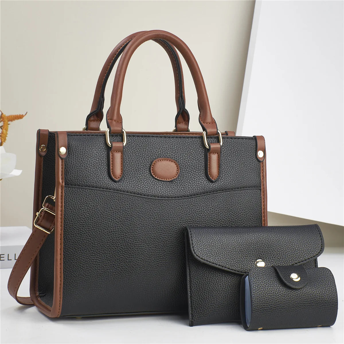 3pcs set Women Bags Soft PU Leather Handbag Purse Wallets Large Capacity Tote Shoulder Bag Girls Messenger Bags For School Work