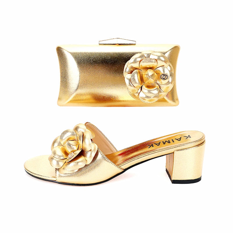 2025 Luxury Women's Shoe Bag Package Handbag Wedding Party Banquet Shoe Bag High Heels African Gold Silver Large Size Slippers