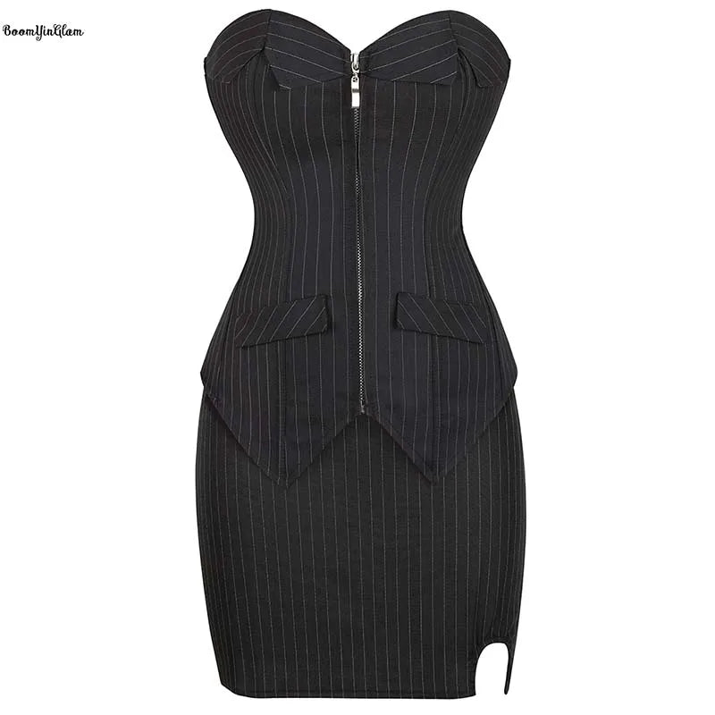 3 Piece in One Skirt Thong Corset Set