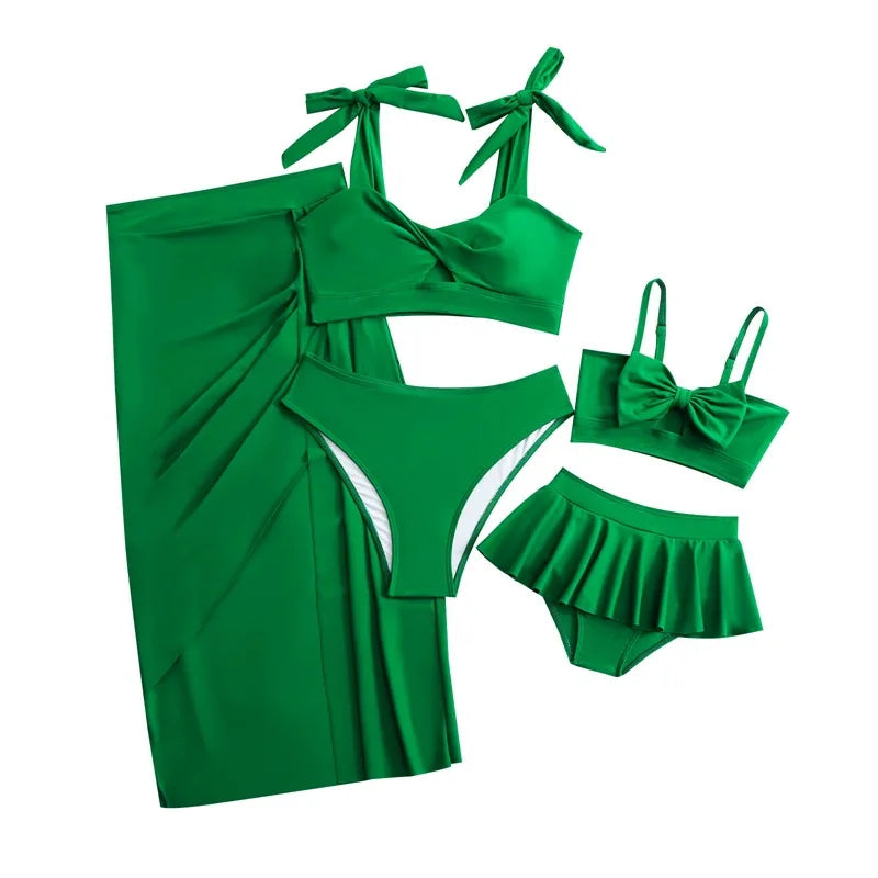 New Family Swimsuits Mother and Daught Bikini Set Three-piece Skirt-type Parent-child Women's Bikini Swimwear