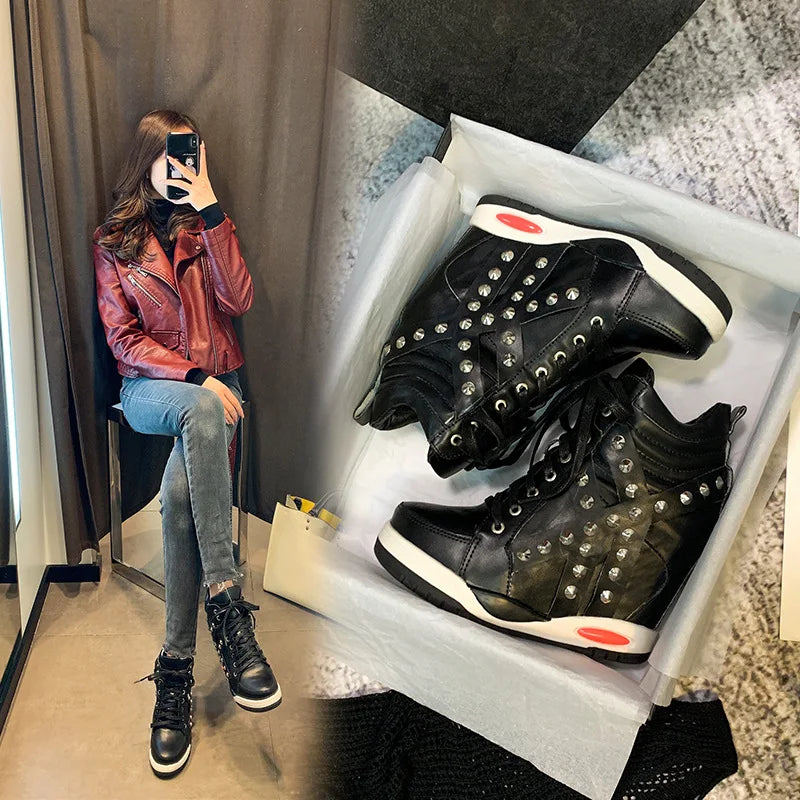 Platform Round Toe Wedge Boots