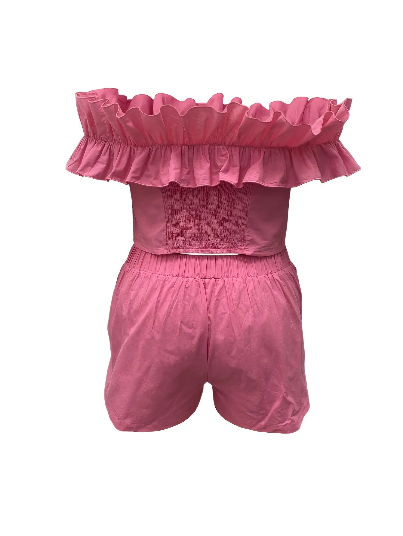 2 Piece Off-Shoulder Ruffled Shorts Set