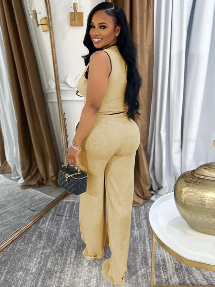Casual 2 Piece Vest & Pants Set
