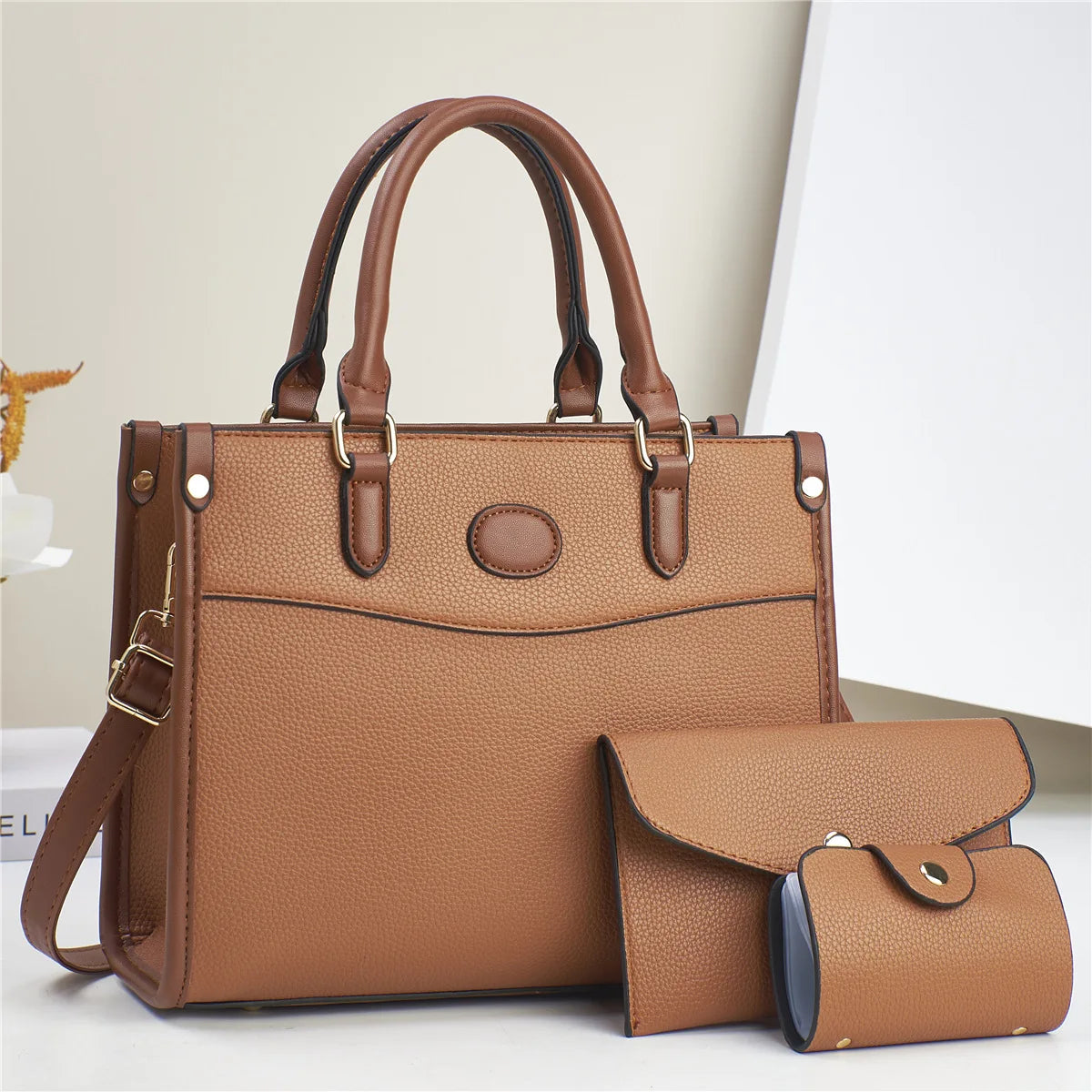 3pcs set Women Bags Soft PU Leather Handbag Purse Wallets Large Capacity Tote Shoulder Bag Girls Messenger Bags For School Work