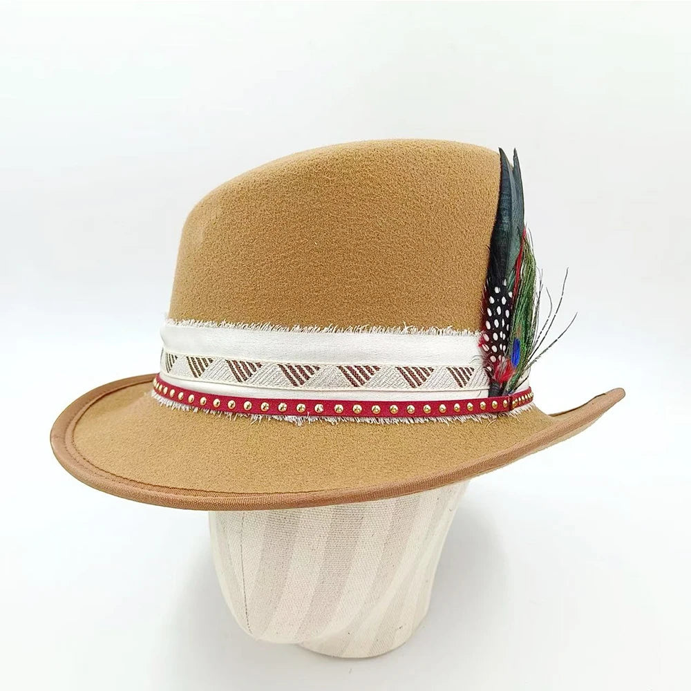 Suede Fedora Hat 9.5cm Wide Brim Suede Hats for Women and Men Hand Sewn Autumn Winter Jazz Hat Fashion chapeau femme шляпа