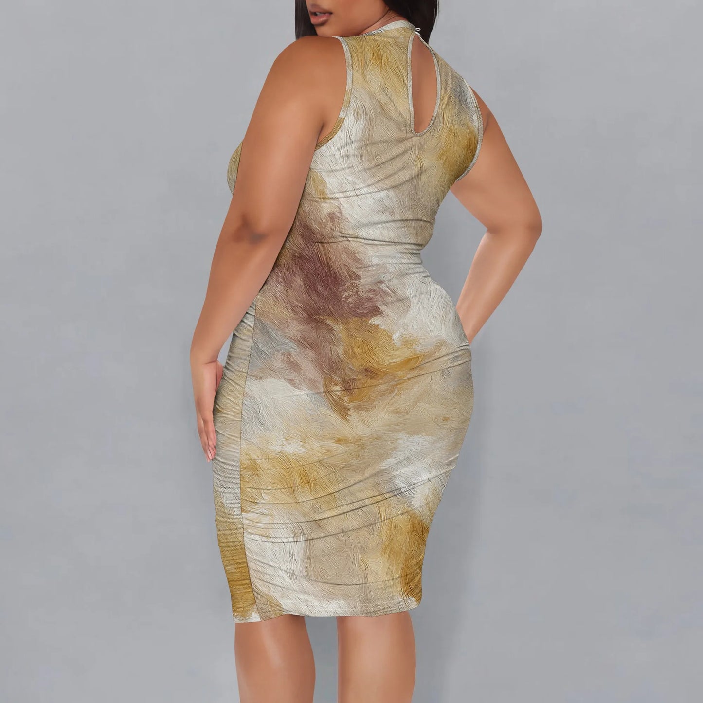 Sleeveless Abstract Brushstroke Dress