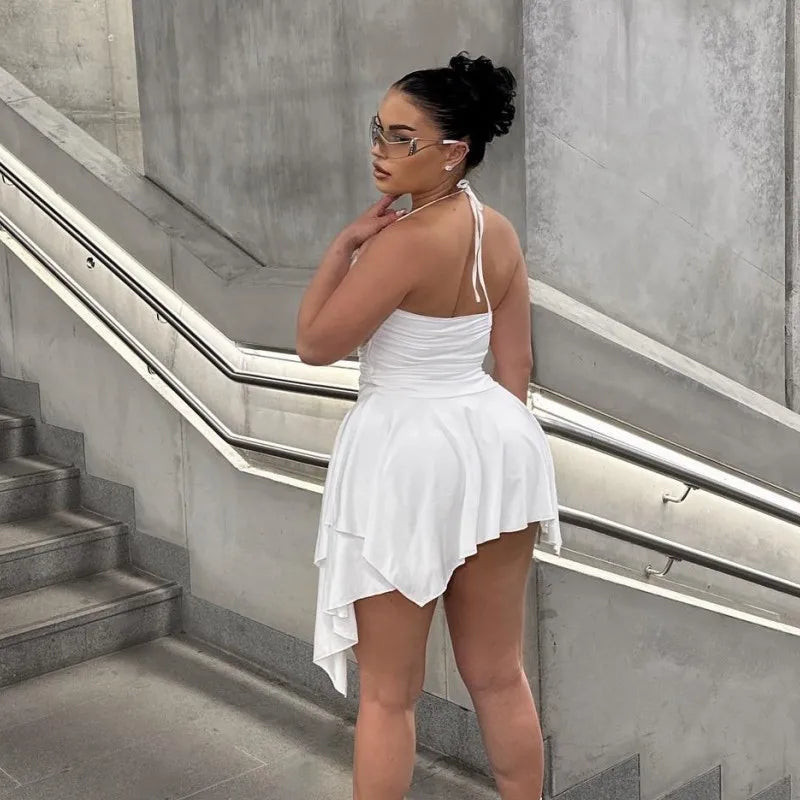 Spaghetti Strap Irregular Mini Dress