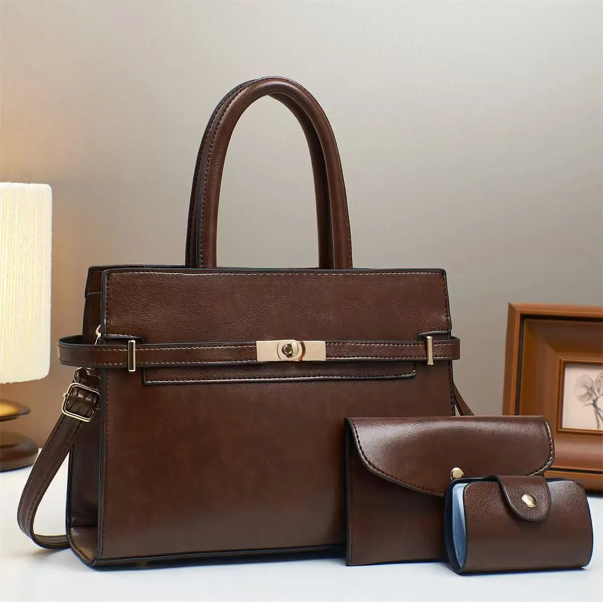 2025 Premium 3-Piece Tote Set - Luxe Structured Handbags, Minimalist Women's Office Purse Collection, Trendy Work Essentials