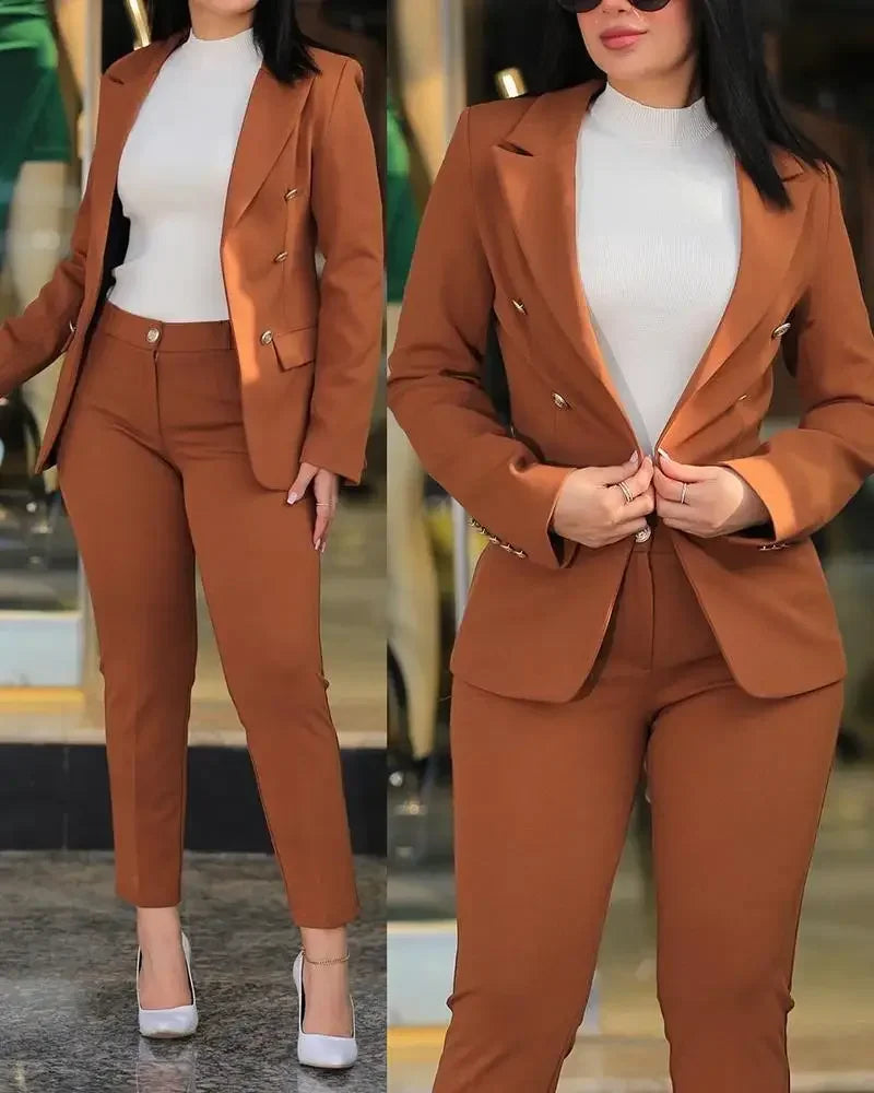 2 Piece Long Sleeve Blazer & Pants Set