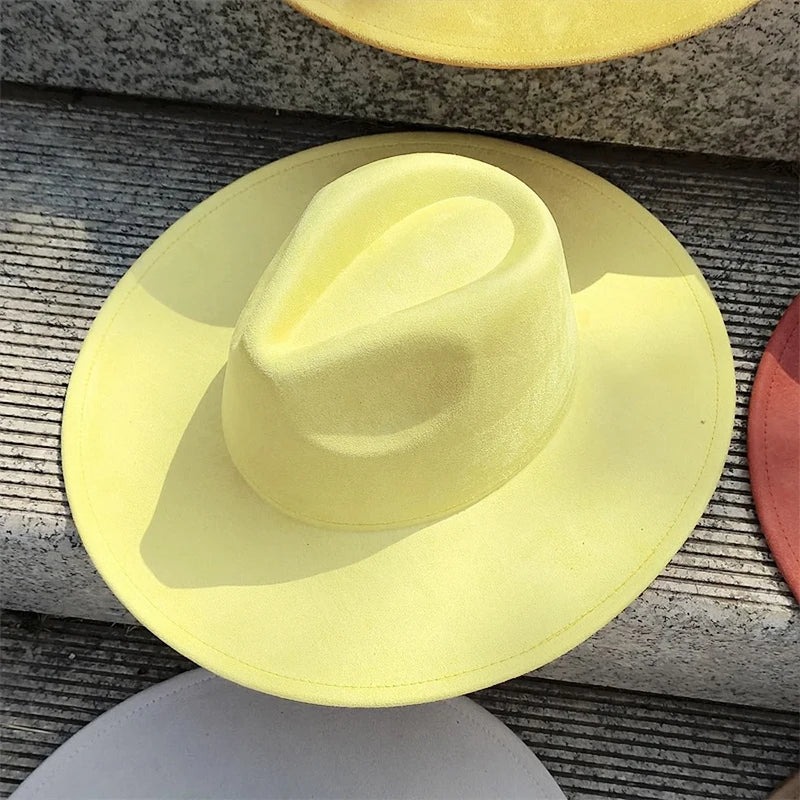 Colorful Suede Wide Brim Felt Fedoras Hat for Women Men Church Jazz Cap Panama Denim Hat Wholesale шляпа женская л
