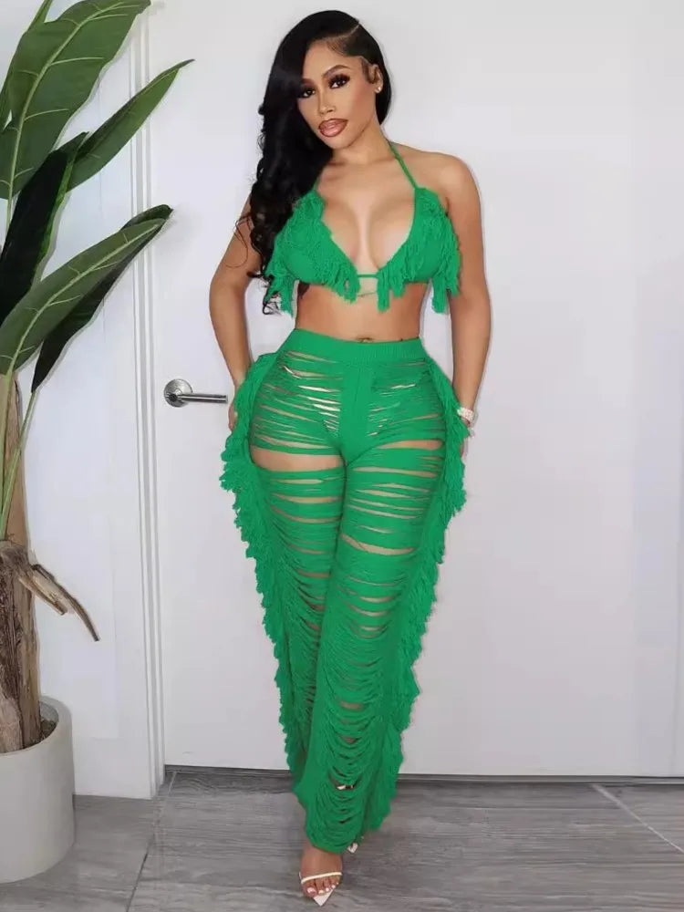 Bra Crop Top & Pants 2 Piece Set