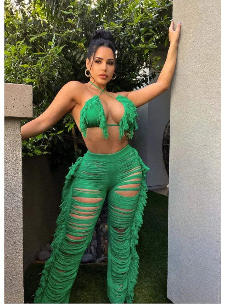 Bra Crop Top & Pants 2 Piece Set