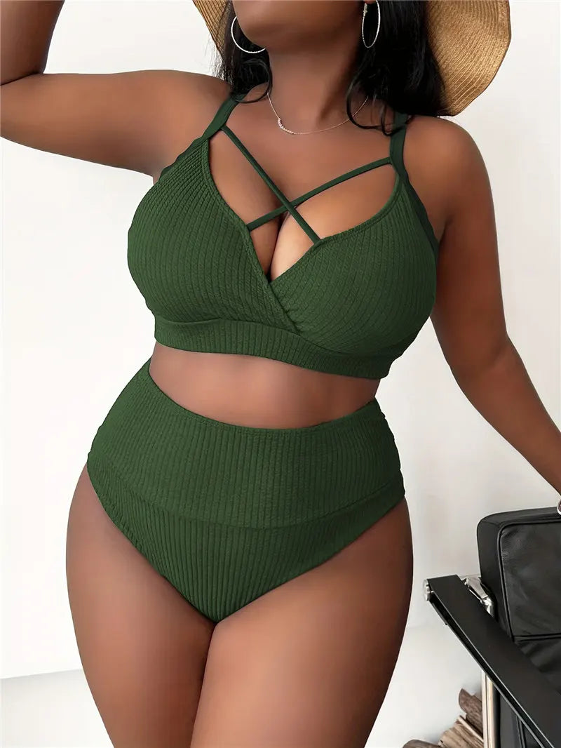2025 Plus Size XL-4XL Swimwear Women Sexy Backless Two Piece Swimsuit Monokini tankini Bikini set mayo Badpak Biquini Trikini