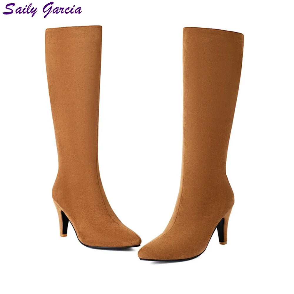 Sexy Leopard Knee High Side Zipper Boots