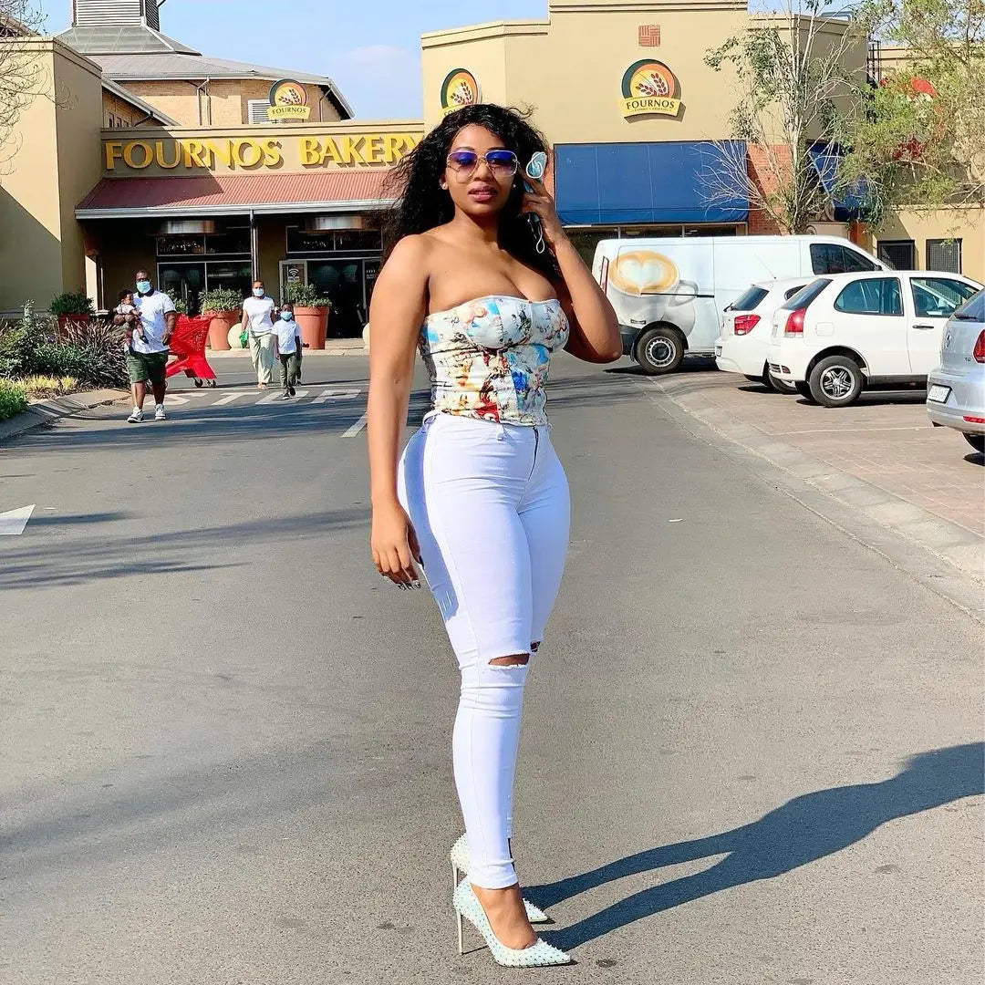 High Waist Stretch Denim Pants