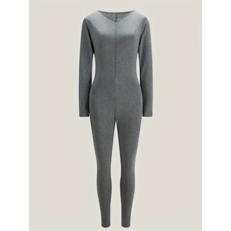 Plus Size 1XL-5XL New Women Sexy Sports Jumpsuits Ladies Casual Autumn Solid Long Sleeve Bodycon Fashion Rompers