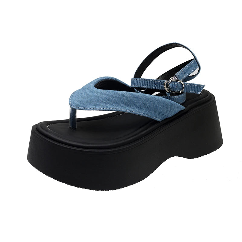 Platform Buckle Flip Flop Slingback Sandals