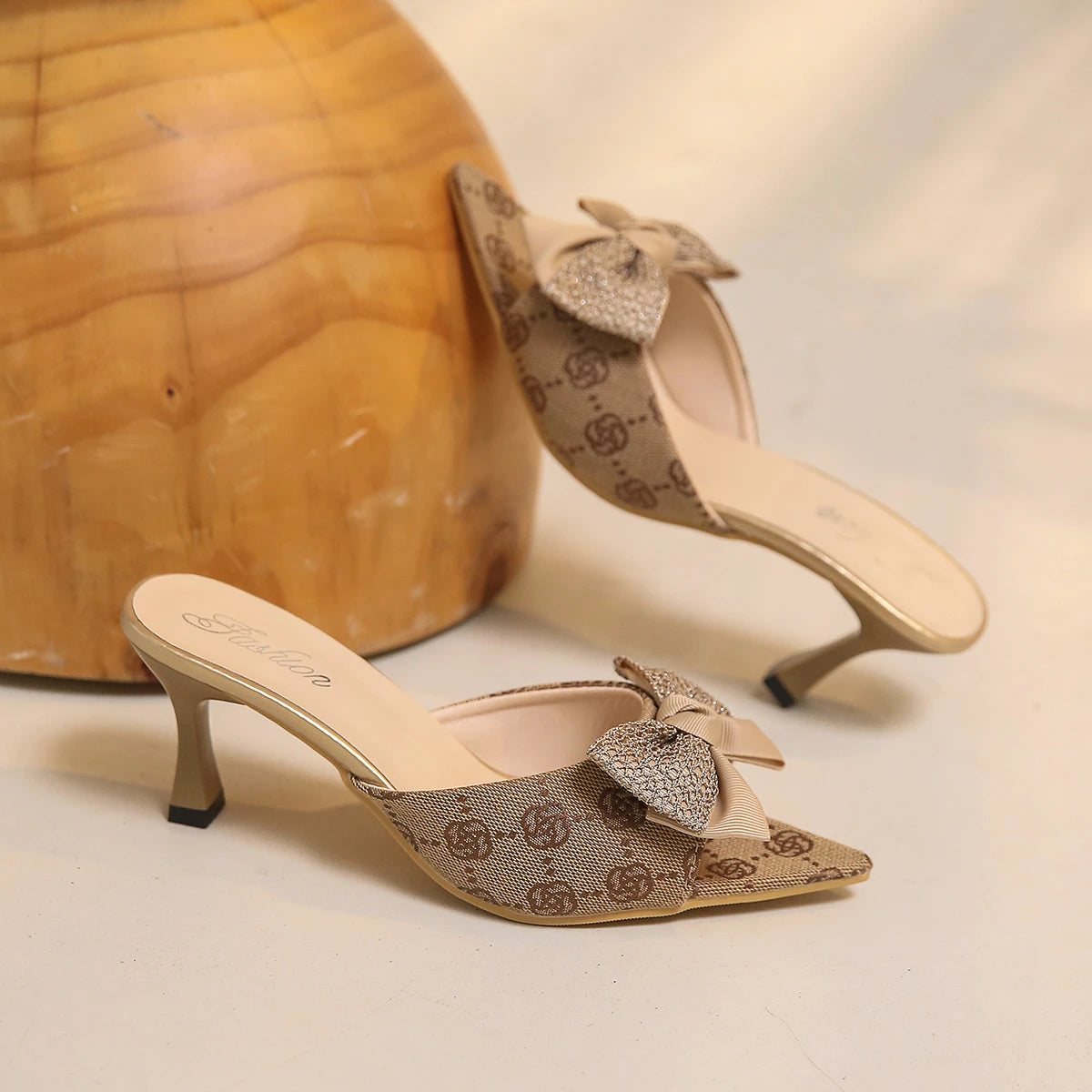 Pumps Bow Knot Slip On Pointed Toe Heel