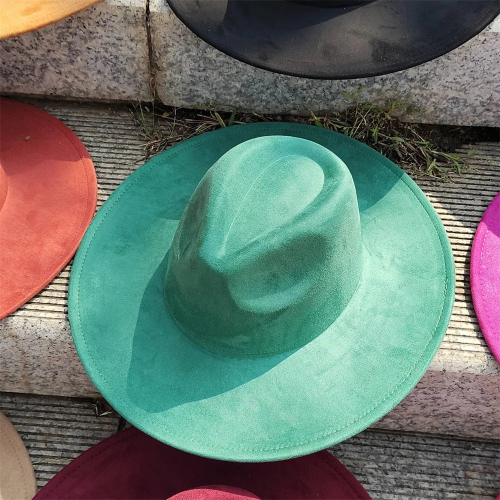 Colorful Suede Wide Brim Felt Fedoras Hat for Women Men Church Jazz Cap Panama Denim Hat Wholesale шляпа женская л