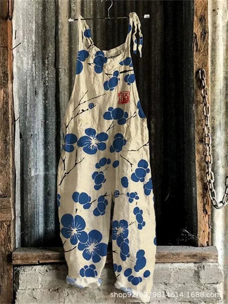 Fashionable and Casual Jumpsuit With Retro 3D Printing, Loose and Comfortable Plus Size For Women. Posey, You Want Summer Jumpsu
