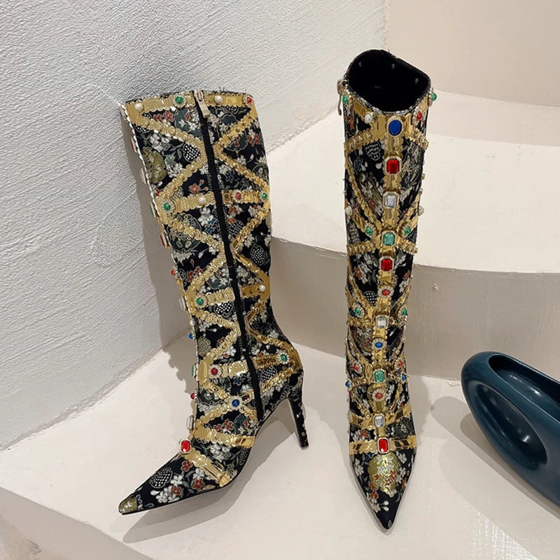 Fashion Knee High Pointed Toe High Heel Boots
