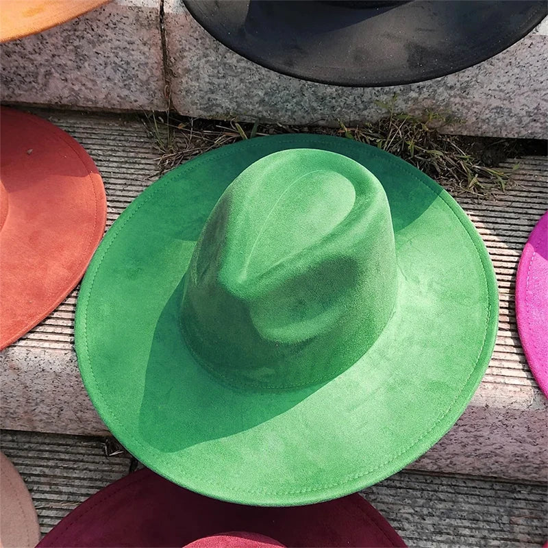 Colorful Suede Wide Brim Felt Fedoras Hat for Women Men Church Jazz Cap Panama Denim Hat Wholesale шляпа женская л