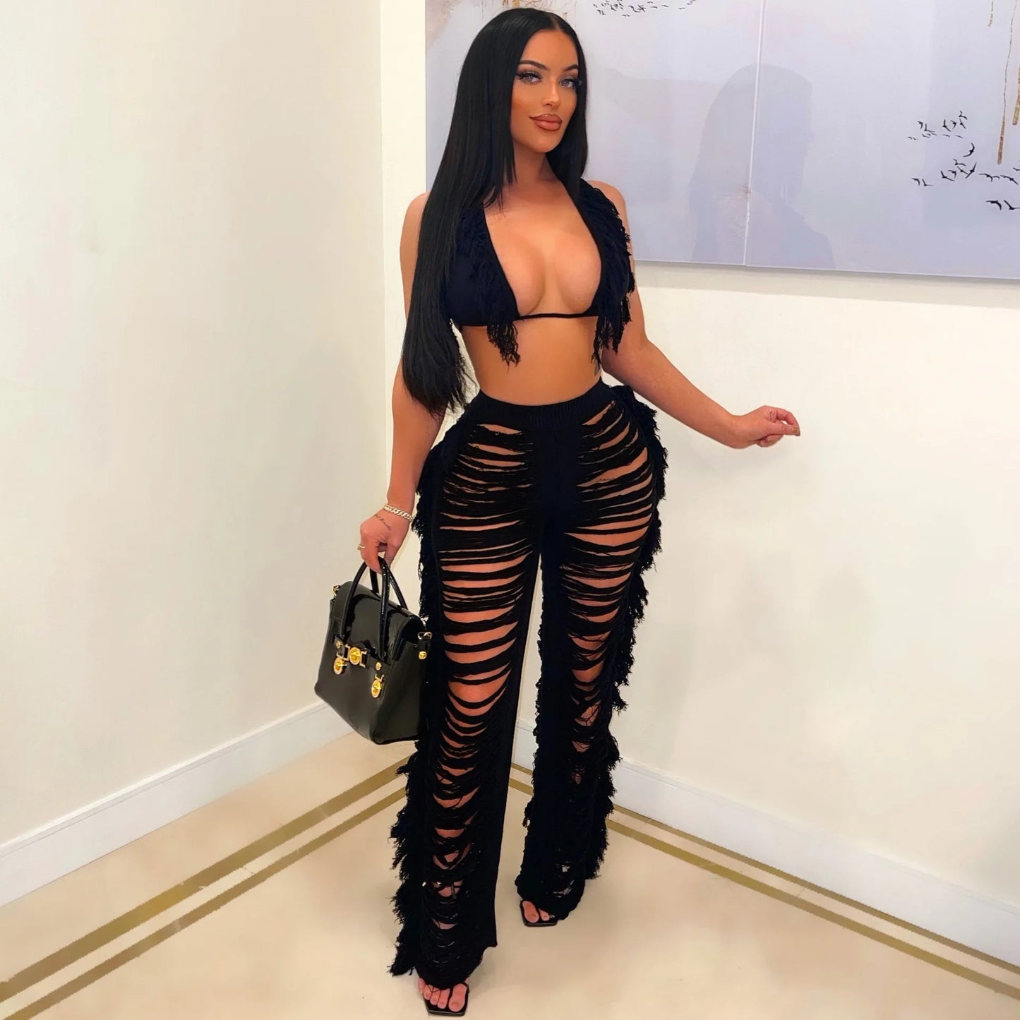 Bra Crop Top & Pants 2 Piece Set
