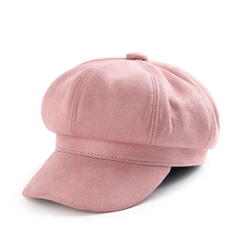Casual Suede Fabric Hats & Caps Solid Color Adjustable Baker Cap Newsboy Hat Berets Beret Hat