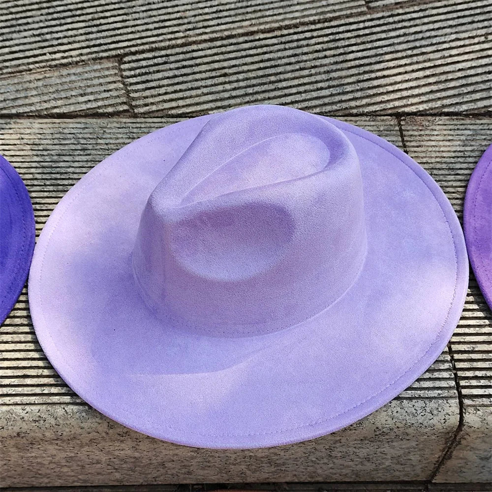 Colorful Suede Wide Brim Felt Fedoras Hat for Women Men Church Jazz Cap Panama Denim Hat Wholesale шляпа женская л