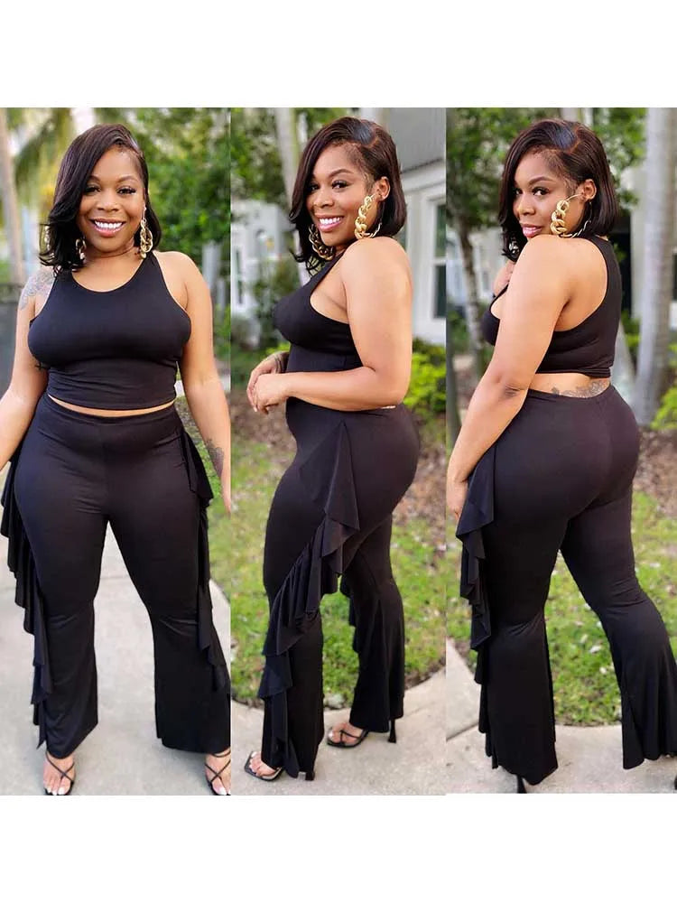 Two-piece Tank Top Ruffle Pant Set
