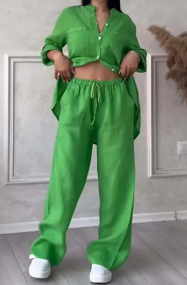 2 Piece Wide Leg Pants Set