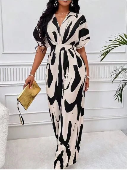 Printed Elegant High Waist Wide Leg Jumpsuit