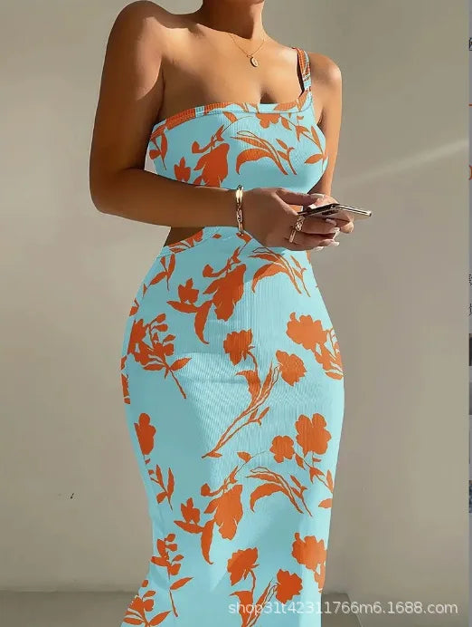One Shoulder Hollow Out Stomach Dress