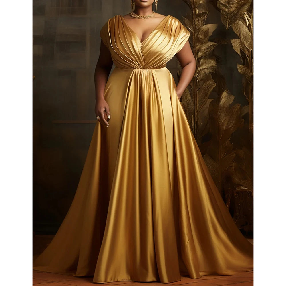 Luxury High Waist A-Line Maxi Dress