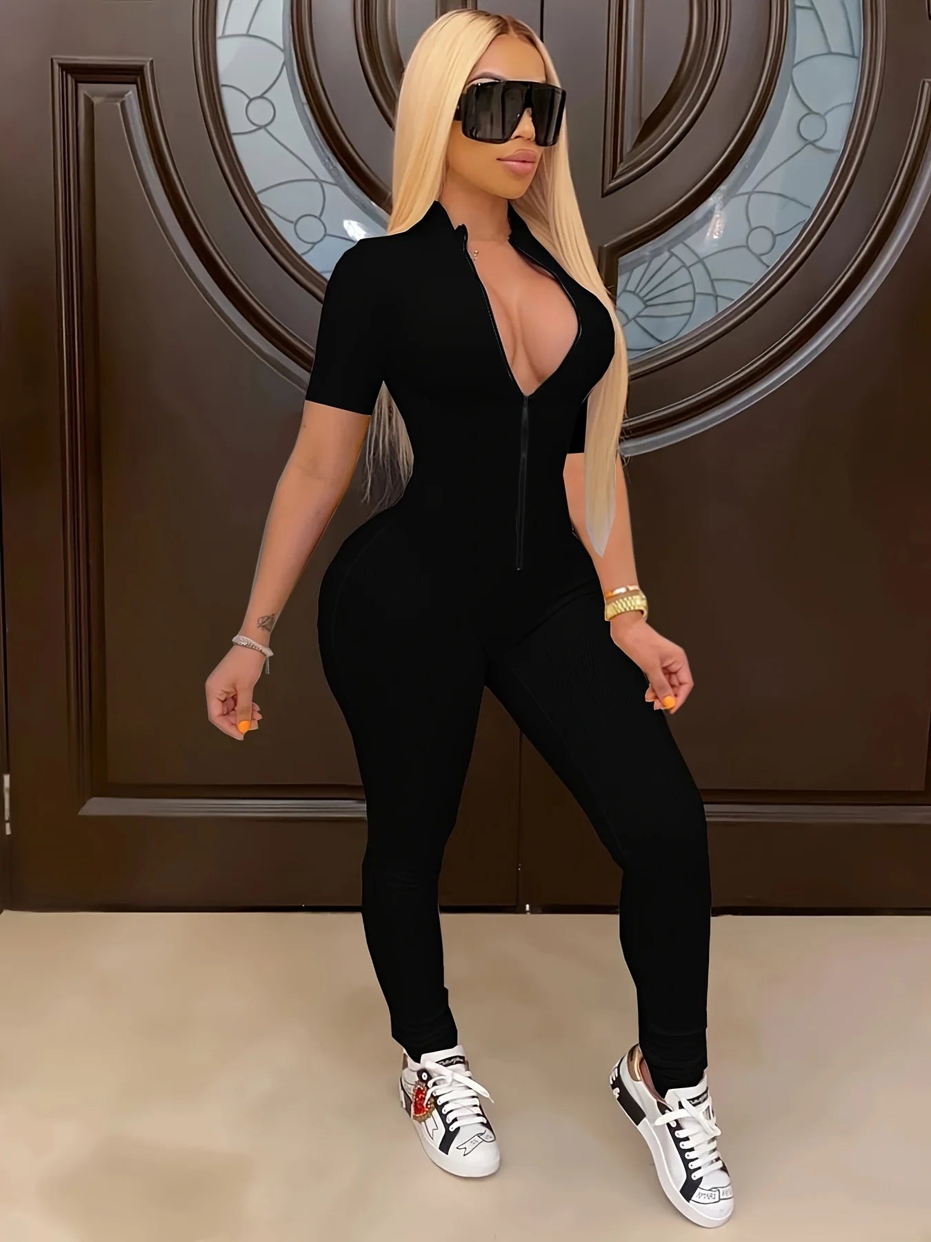 Jumpsuits for Women Casual Fashion Spring and Summer Slim Fit Zippered Small Rips Jumpsuit Monos Mujer Elegante Bodysuit