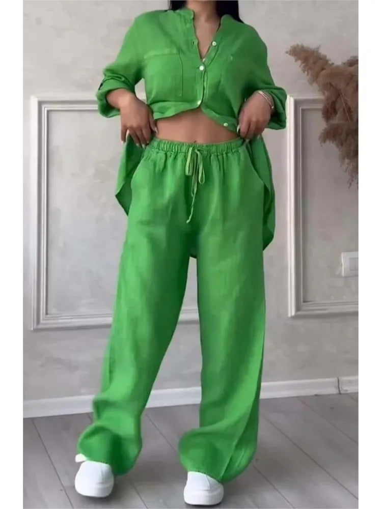 2 Piece Wide Leg Pants Set