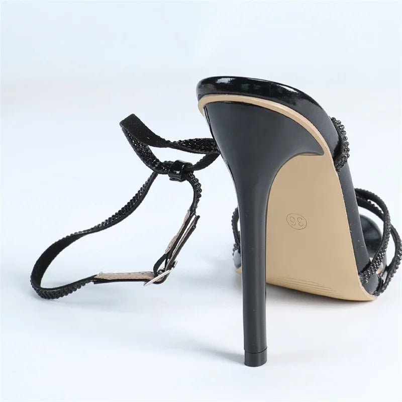 Eilyken Summer Sexy Thin Heels Buckle Strap Women Sandals Design Style Narrow Band Square Toe Prom Shoes Zapatos De Mujer