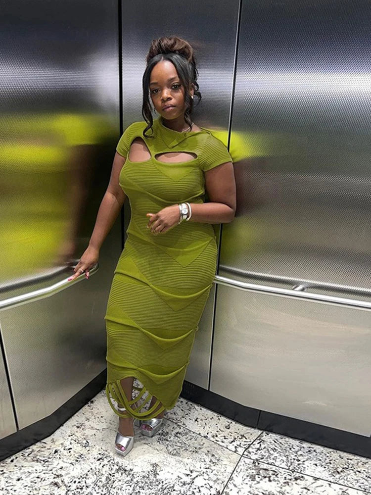 Long Hollow Out Chest Dress