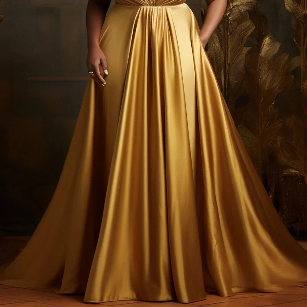 Luxury High Waist A-Line Maxi Dress