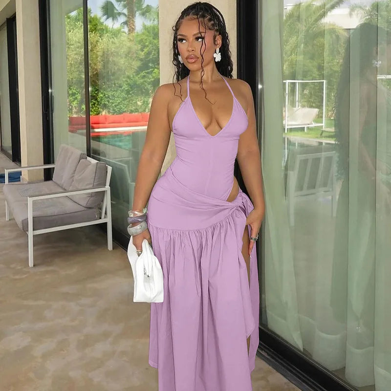 Elegant Fashion Women's Set Sleeveless Strap Bodysuit +Long Skirts Set Autumn Tracksuit Sexy 2025 Tie Up Two 2 Piece Set Outfits