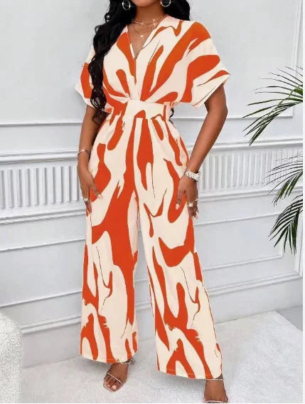 Printed Elegant High Waist Wide Leg Jumpsuit
