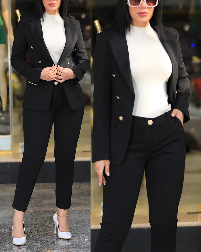 2 Piece Long Sleeve Blazer & Pants Set