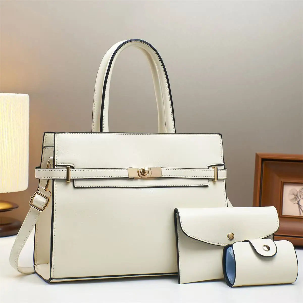 2025 Premium 3-Piece Tote Set - Luxe Structured Handbags, Minimalist Women's Office Purse Collection, Trendy Work Essentials