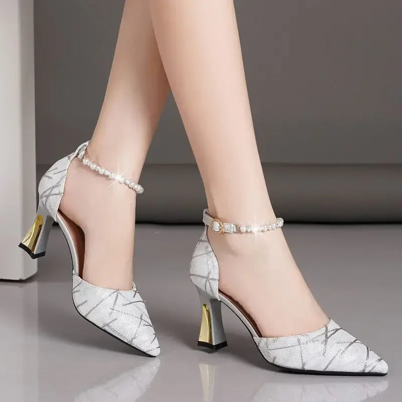 Bead Low Heels