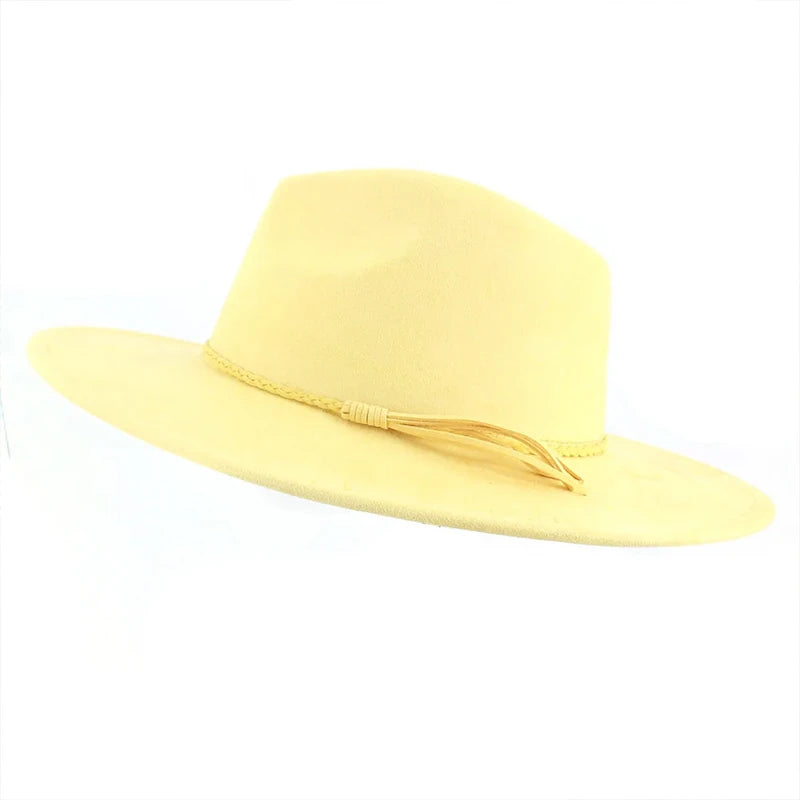 Colorful Suede Wide Brim Felt Fedoras Hat for Women Men Church Jazz Cap Panama Denim Hat Wholesale шляпа женская л