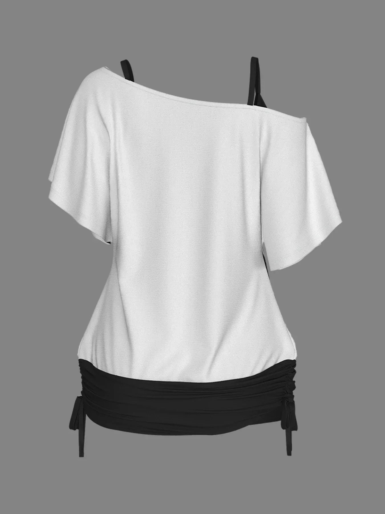 Two Piece Gothic Skull One Shoulder Set
