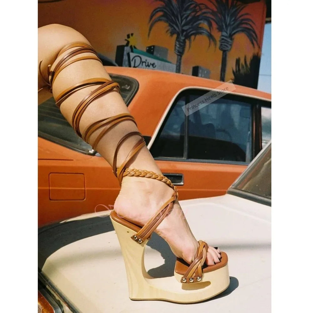 Strap Sandal Platform Hollow Out Wedge