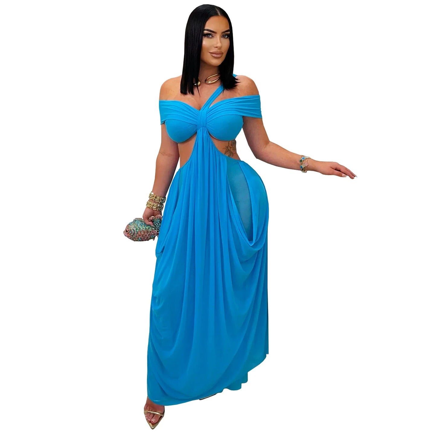 Sexy Mesh Hollow Out Waist Dress