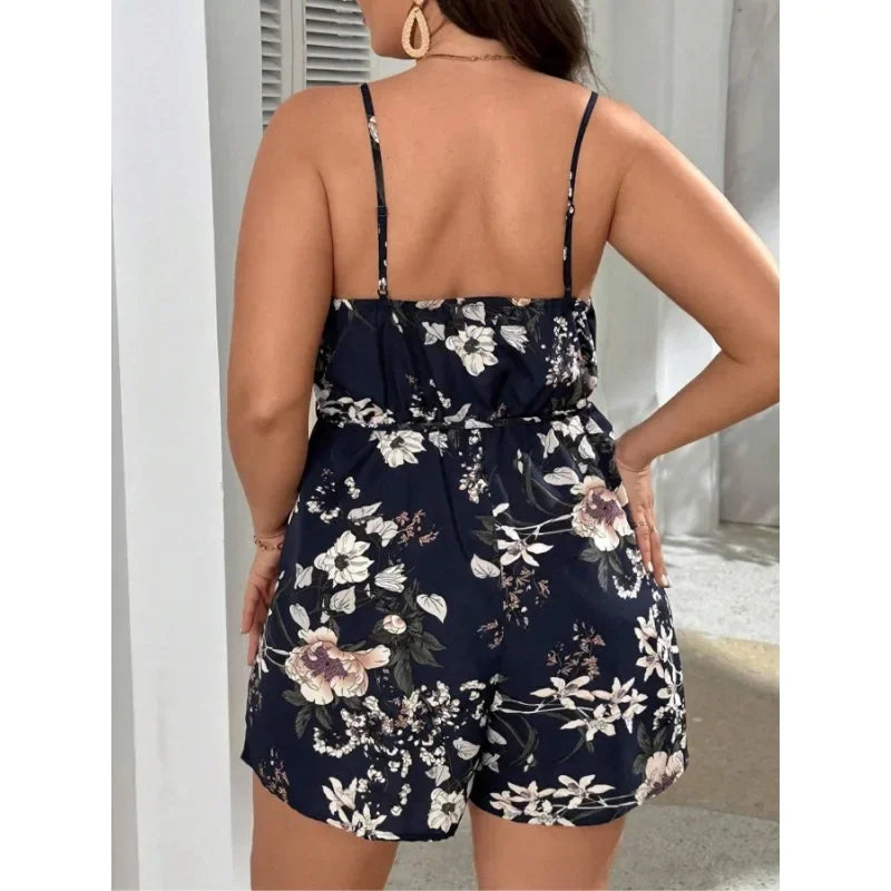 Plus Size 1XL-5XL Women's Fashionable New Bohemian Style Floral Print Comfortable Versatile Jumpsuit